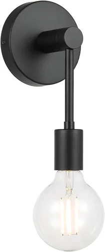 Vista 7 de XiNBEi Lighting - Aplique de pared negro de 1 luz para pasillo, bombilla LED incluida Mate negro