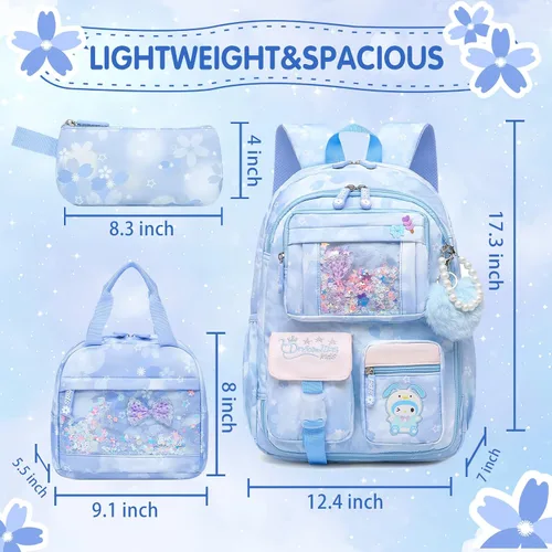 Vista 5 de Linda Mochila para Niñas Bolso Escolar para Estudiantes Niños Bolso de Libros con Múltiples Bolsillos Mochila Infantil Resistente a Salpicaduras