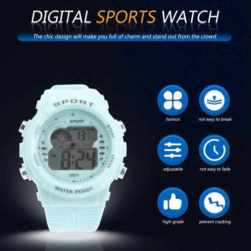 Vista 9 de Sosoport Reloj deportivo digital para hombre, pantalla LED, impermeable, casual, con alarma, simple