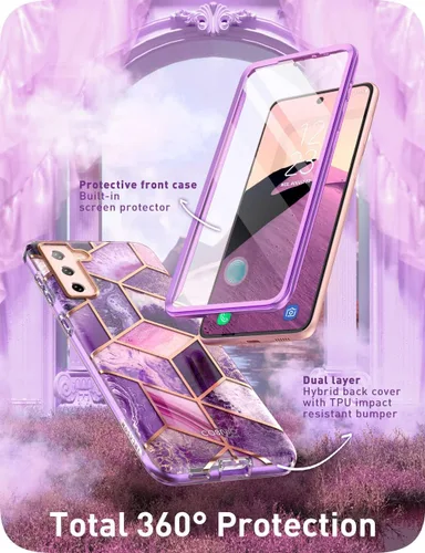 Vista 3 de i-Blason Funda para Samsung Galaxy S22 Plus con protector de pantalla integrado, resistente a los arañazos, delgada y elegante funda protectora