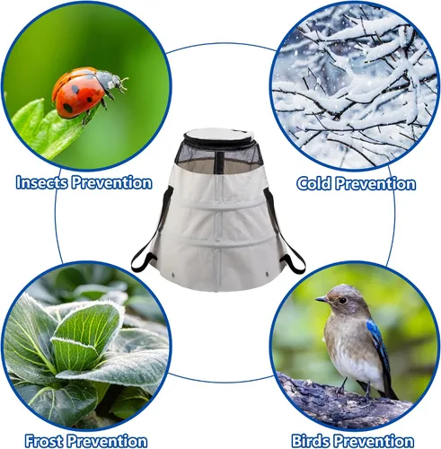 Vista 6 de Funda protectora de rosas de invierno, protección de conos de rosas de invierno 600D con estacas, collar de rosas reutilizable para proteger