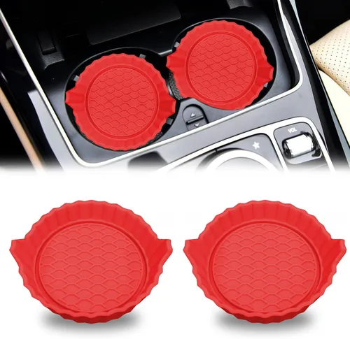 Vista 13 de Portavasos para automóvil, posavasos antideslizantes para automóvil, inserto universal para portavasos de automóvil, tapete de accesorios