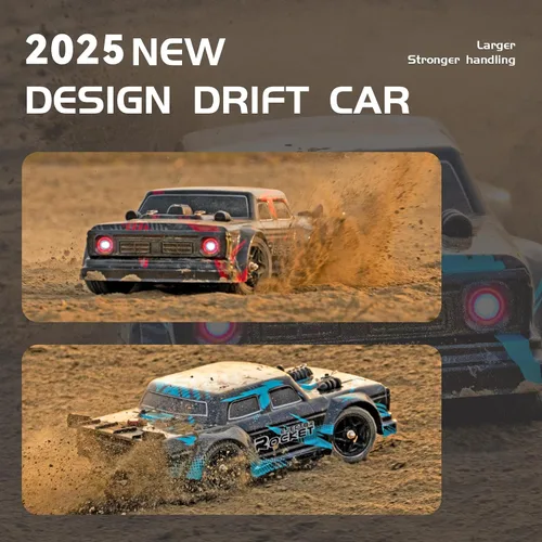 Vista 4 de Coche de deriva RC 1/16, 35 KM/H 4WD de alta velocidad con motor 380, dos baterías y luz LED y aerosol, auto RC de 2.4 GHz para adultos y niños