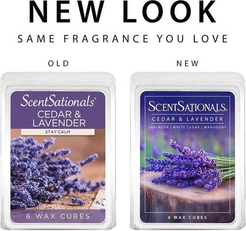 Vista 4 de ScentSationals Cera perfumada de cedro y lavanda, lavanda, cedro blanco y caoba, 10 onzas (24 cubos)