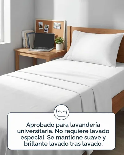 Vista 7 de Extra Deep Twin XL Sheet Set - 3 Piece College Dorm Room - White 01-Blanco