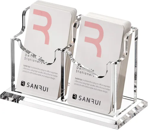 Vista 10 de SANRUI Soporte vertical para tarjetas de visita para escritorio, soporte de acrílico transparente para tarjetas de presentación, 1 ranuras