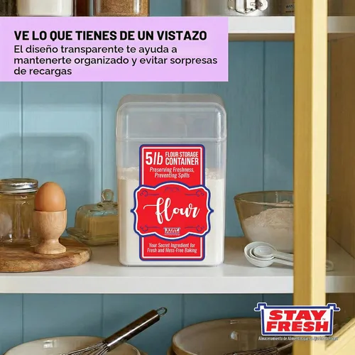 Vista 3 de Recipiente de harina Stay Fresh, 5 libras, transparente