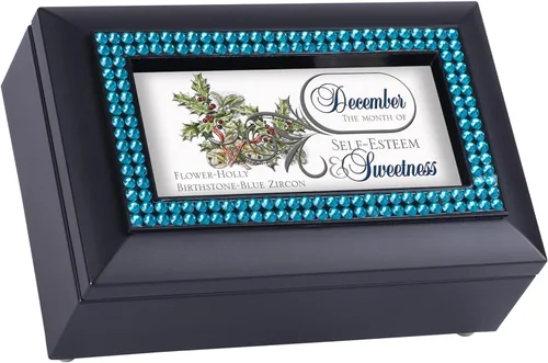 Vista 11 de Ebros Gift Cottage Garden - Caja de música con piedra natal y flores, toca todas las canciones clásicas americanas