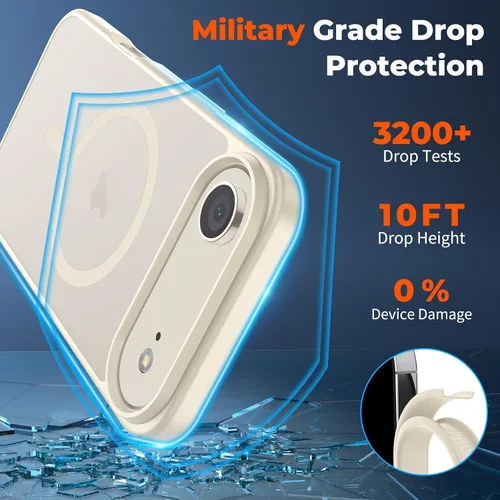 Vista 4 de zapica Funda magnética para iPhone Air, con protector de pantalla de vidrio templado, compatible con MagSafe, translúcida mate, a prueba de golpes