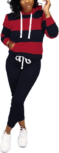 Vista 3 de AOMONI Conjunto de 2 piezas para mujer, casual, con capucha, manga larga, cordón ajustable, trajes deportivos