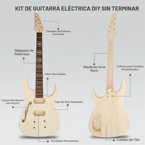 Vista 3 de Kit de guitarra para principiantes, cuerpo de tilo con tapa