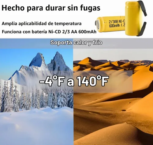Vista 6 de 12pcs 600mAh Batería Recargable 1.2V 2/3AA Ni-CD Amarillo 12 piezas amarillo