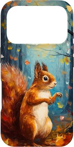 Vista 30 de Starry Night Squirrel Autumn Falling Leaves Van Gogh Style Case for iPhone 16
