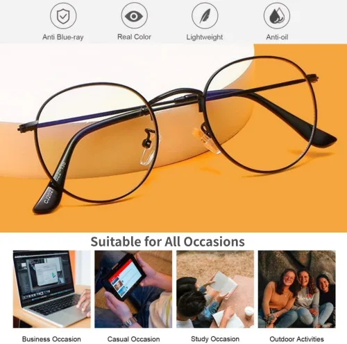 Vista 2 de Lentes de bloqueo de luz azul, para videojuegos, computadora, teléfono, pantalla, lentes para mujeres y hombres, ligeros, delgados, redondos, marco