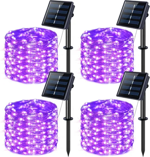 Vista 29 de JMEXSUSS Paquete de 2 luces solares de Navidad impermeables para exteriores, 100 LED de 33 pies, color blanco y multicolor, luces solares de hadas