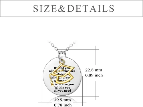 Vista 4 de YFN Regalo de graduación de plata de ley, collar con colgante inspirador, joyería de graduación para mujer