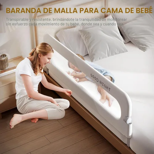 Vista 5 de Rieles plegables para cama infantil, parachoques de protección para cuna, riel lateral de cama seguro para camas individuales, queen, king