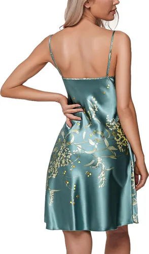 Vista 4 de Litherday Women's Satin Nightgown Cowl Neck Silk Slip Dress Soft Sexy Lingerie Short Sleepwear with Adjustable Strap