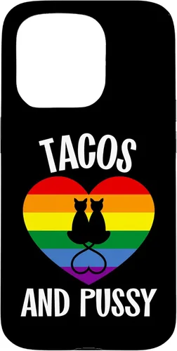 Vista 14 de Funda Queer para iPhone 14 Pro Max Lesbian Pride Stuff Tacos y Pussy Cats