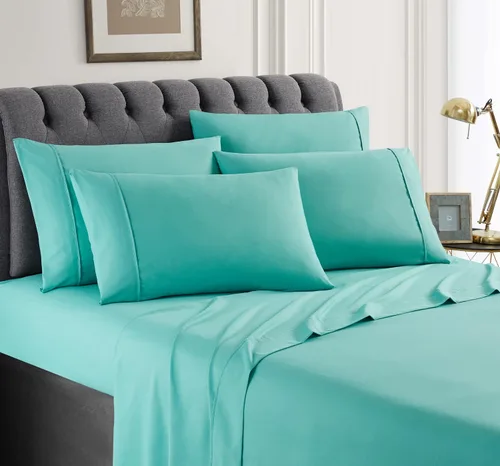 Vista 8 de Juego de sábanas de tamaño individual – 4 piezas de microfibra transpirable sólida – Ropa de cama de lujo resistente a la decoloración para mujeres