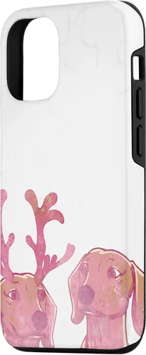 Vista 2 de iPhone 14 Rosa Dachshund Deer Astler Cute Animal Dog Lovers Estuche de regalo