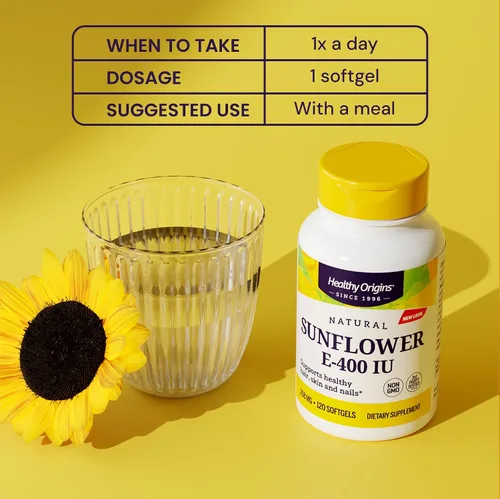 Vista 5 de Healthy Origins Vitamina E, 400 UI de girasol (Sun E 900) - Suplemento de vitamina E - Vitaminas para el cabello, la piel y las uñas - Suplemento