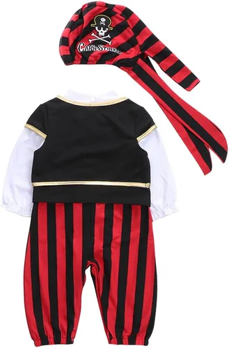 Vista 2 de AGQT Halloween Pirate Costume Dress Up for Boys Pirate Costume Toddler Cosplay Pirate Deluxe Outfit Accessories Set for Kids