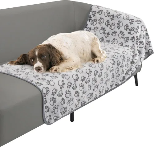 Vista 29 de Stuffed Manta Premium Suave para Perro Pequeña Beige, con Franela Beige Lindo Estampado de Huellas, 24 x 32 pulgadas, Manta para Gatos Suministros