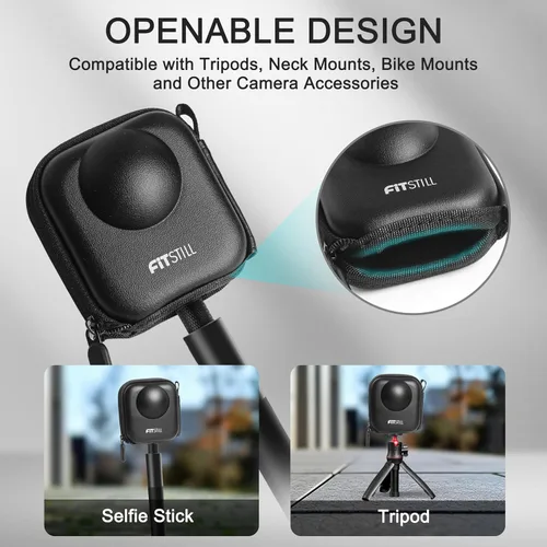 Vista 4 de FiTSTILL Mini estuche de almacenamiento de PU para Go Pro Max 2019/Go Pro Max 2025, funda protectora de viaje rígida Kit de accesorios