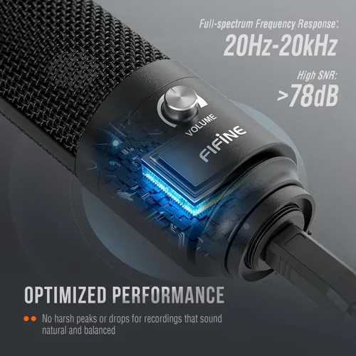 Vista 2 de FIFINE Micrófono USB, Micrófono de condensador de metal para grabar en MAC OS, Windows, Micrófono cardioide para laptop para grabar voces