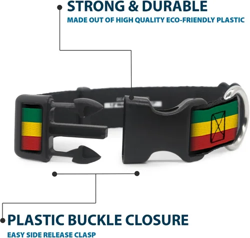 Vista 4 de Buckle-Down PC-W21802-S Collar de clip de plástico Rasta, pequeño/9-15