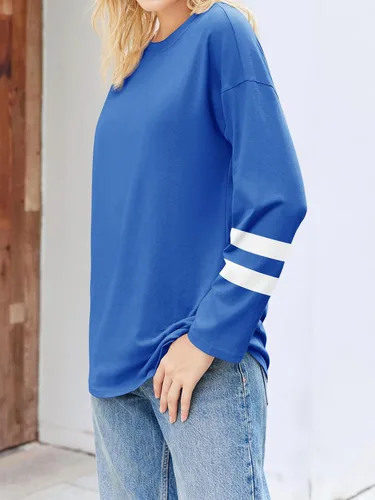 Vista 44 de Fisoew Camisetas de manga larga para mujer, holgadas, casuales, con cuello redondo, blusa suave