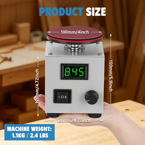 Vista 3 de MXBAOHENG Mini Disc Sander Electric Bench Sanding Machine w/ 40 Sandpapers