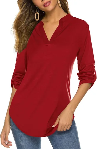 Vista 11 de Halife Blusa de trabajo con cuello en V y manga 3/4 enrollable, estampado c-army verde