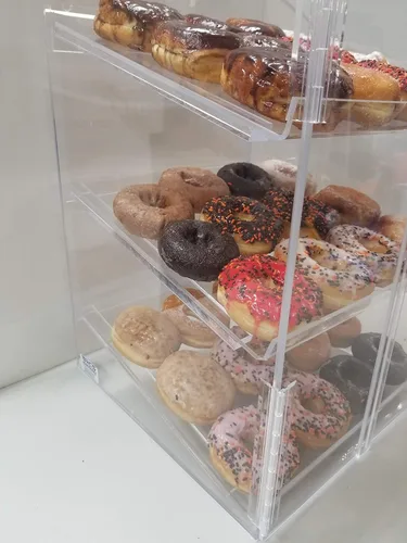 Vista 9 de Vitrina de pastelería o dona de autoservicio 3 bandejas para tiendas de conveniencia de panadería delicatessen Exhibición y mantiene fresco