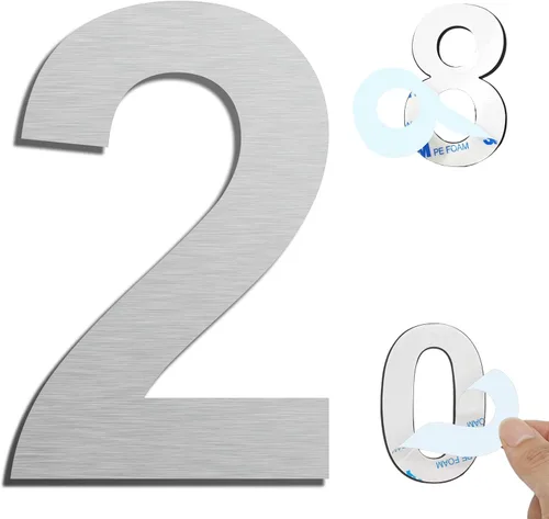 Vista 25 de Números de casa autoadhesivos – Números de puerta de acero inoxidable de 6 pulgadas para exteriores – Número de casa grande y moderno, número