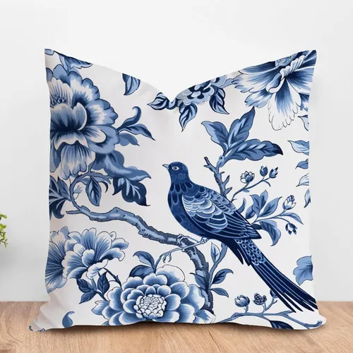 Vista 16 de ArogGeld Chinoiserie - Funda de cojín con diseño de pagoda asiática azul índigo, diseño cuadrado de flores y pagoda asiática, para oficina, silla