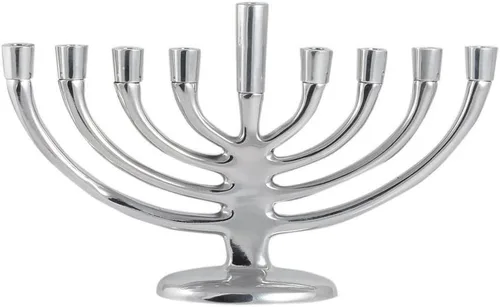 Vista 2 de Zion Judaica Menorá elegante y con estilo para Janucá, elegante candelabro menorá para Hanukkah, utiliza velas estándar de Janucá