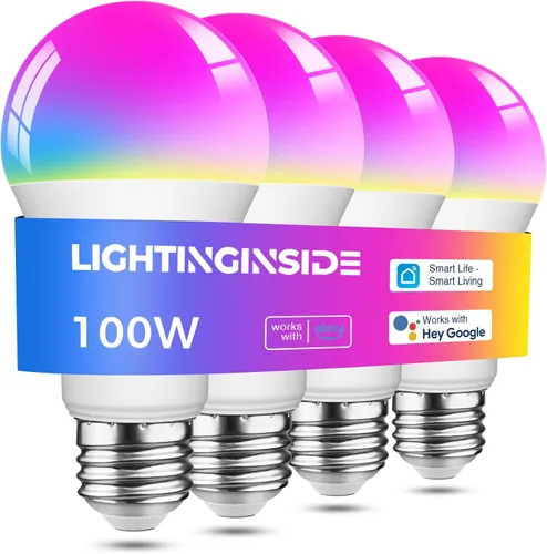 Vista 11 de Lightinginside - Bombillas inteligentes de 100W equiv., 1350LM 11W, bombilla inteligente que funciona con Alexa/Google Home/Smart Life, A19 E26