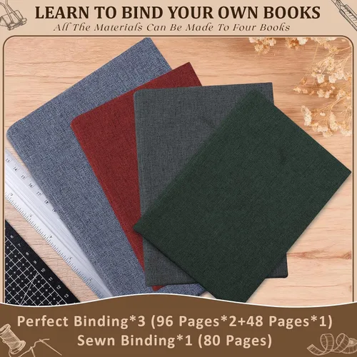 Vista 8 de 145 piezas de suministros de encuadernación, kits de encuadernación de libros para principiantes, kit de fabricación de libros con libros de papel