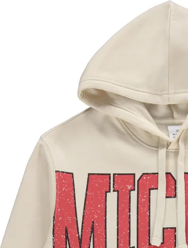 Vista 3 de Disney Sudadera con capucha de Mickey Mouse para mujer, diseño clásico de Mickey y Minnie Mouse, Crema