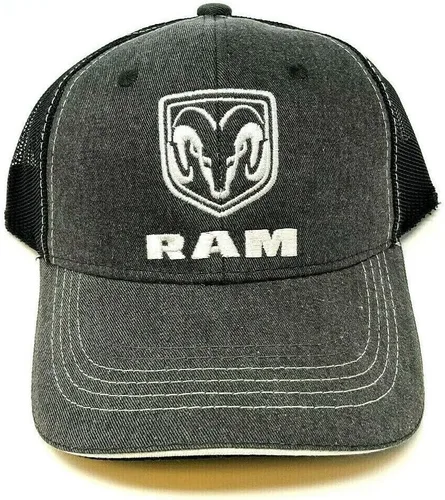 Vista 2 de Dodge - Gorra de malla curvada con logotipo de Ram gris oscuro y negro, Gris & Negro