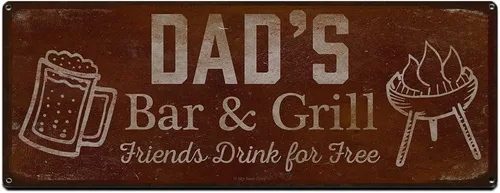Vista 55 de Adam's Bar and Grill Friends Drink for Free, cartel de aluminio de 5.75 x 15.5 pulgadas, accesorios personalizados para bar y decoración de pared