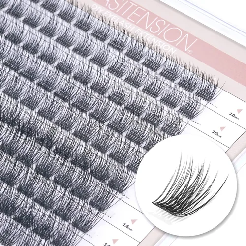 Vista 26 de Extensión de Pestañas DIY, Efecto 3D Pestañas Individuales Adheridas con Pegamento 12 Racimos Conjunto de Pestañas de Volumen, Extensión de Pestañas