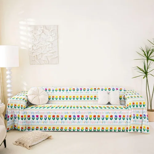 Vista 13 de Erosebridal Funda de sofá floral de 71 x 91 pulgadas, diseño de loto, antideslizante, acuarelas, diseño de hojas de flores azules, con pintura