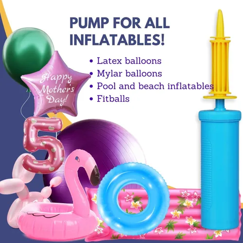 Vista 5 de Miliocry 2 Pack Balloon Pump Handheld Two-Way Dual Action, Hand Blower Air Pumper for Balloons, Ballon Inflator Pumping, Manual Baloon Inflators