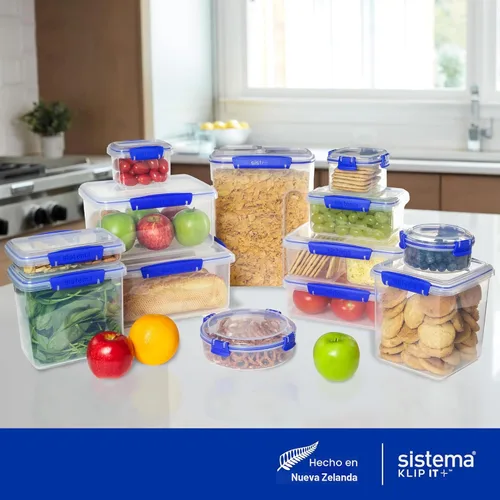 Vista 6 de Pack de 2 loncheras Sistema Klip It para almacenar alimentos, con 33.8 onzas de capacidad, Transparente