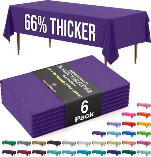 Vista 36 de Exquisite 66% Thicker Premium Plastic Table Cloth Rectangle Table Cover 0.5 Mil 6 Pack Aqua Table Cloth 54 Inch x 108 Inch Disposable Tablecloth