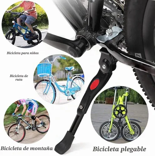 Vista 7 de Mesee Soporte de bicicleta de aleación de aluminio ajustable, soporte lateral para bicicleta, ajuste de 24 pulgadas, 26 pulgadas, neumático