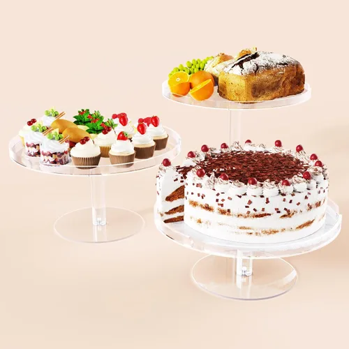 Vista 10 de Bakzon Soporte de 3 piezas para cupcakes, juego de mesa de postres de acrílico transparente con patas de soporte de hierro para cumpleaños